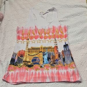3/$10 Enlin Sparkle Las Vegas White Tank Top